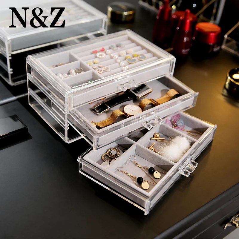 N & Z прозрачный акриловый ящик для хранения макияжа 3 ящика стенд Органайзер