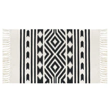 Винтаж персидский Стиль из плетеной соломы Ванная комната Гостиная ковер с геометрическим принтом ручной работы индийский ковер в полоску мешок 60х90 печать коврик в богемном стиле