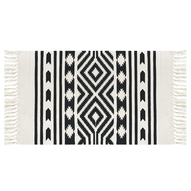 

Vintage Persian Style Woven Mat Bathroom Living Room Carpet Geometric Hand Made Indian Rug Striped 60x90 Printing Mat Bohemia