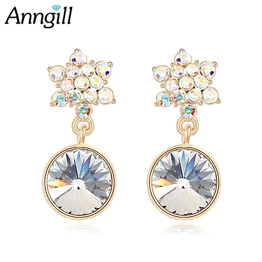

ANNGILL New Drop Earrings for Women Crystals from Swarovski Women Gold Color Earrings Fashion Jewelry Free Drop Shipping