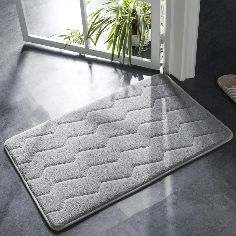 Simple Ripple Home Bathroom Door Mat Absorbent Non Slip Bathroom