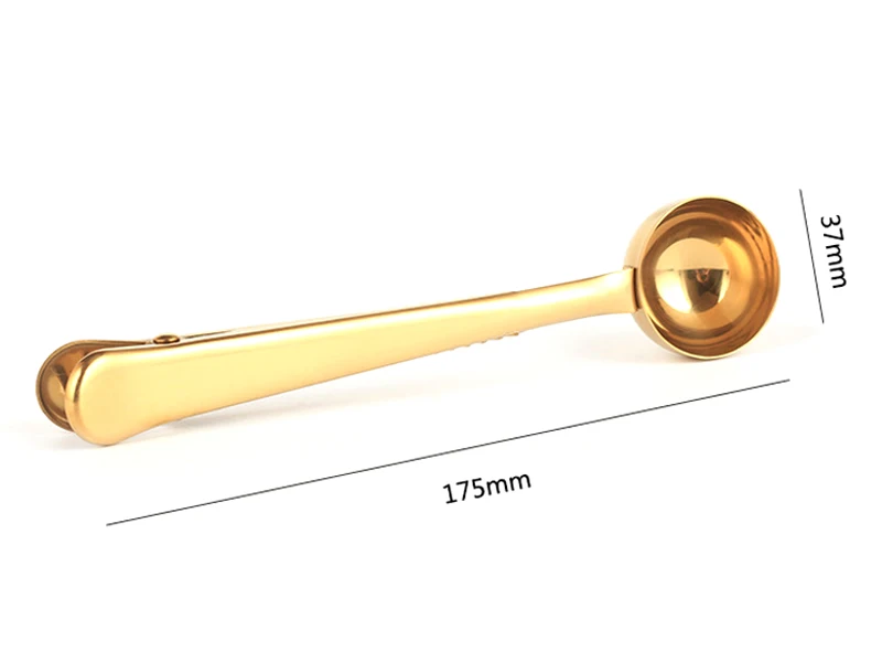 Stainless Steel Coffee Spoon Clip Coffee Tea Measuring Spoon Scoop with Bag Clip Kitchen Accessories Gold Silver Color (10)