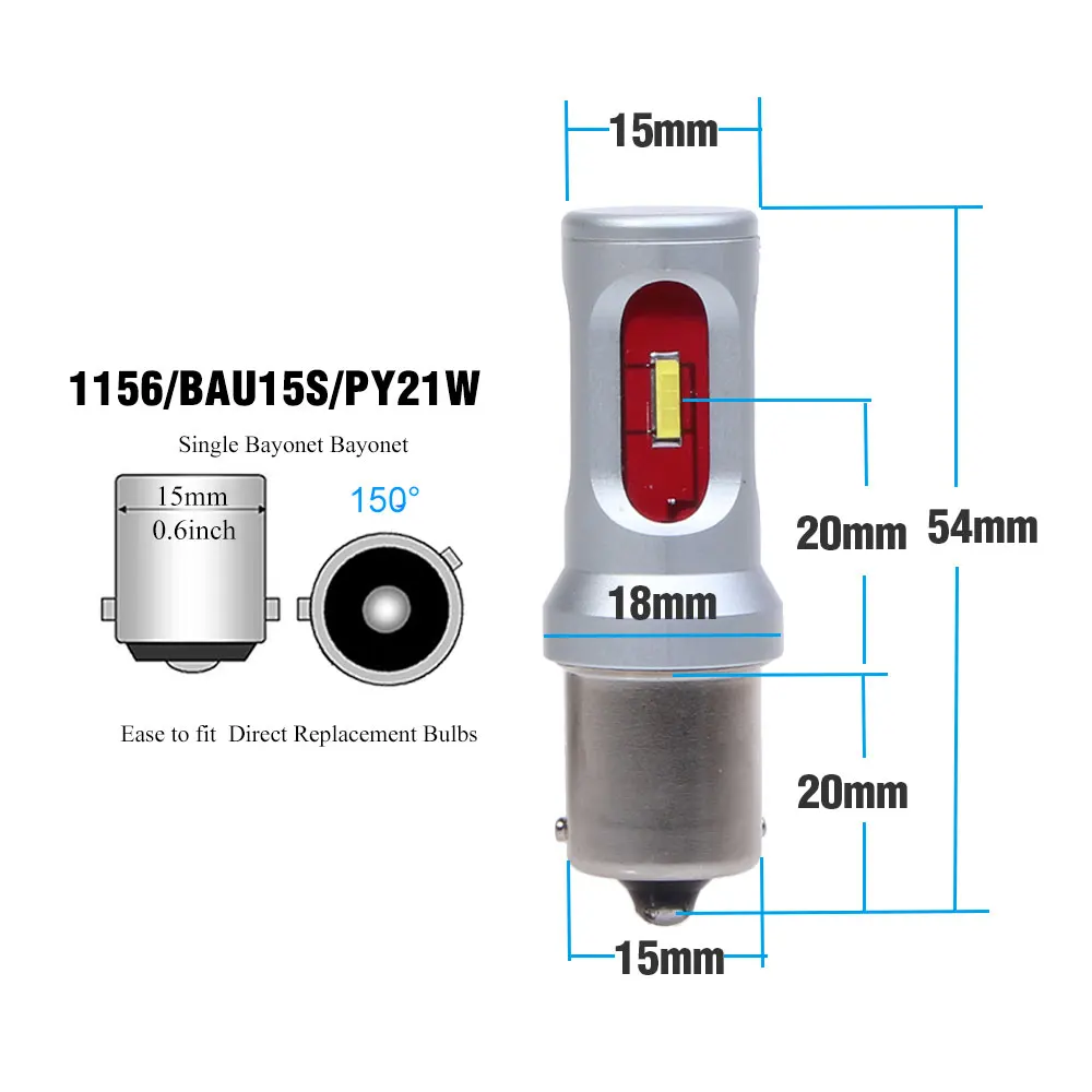 2 Bosmaa Автомобильный светодиодный стоп сигнал 1200Lm 1156 PY21W T15 1157 P21/5W BAY15d S25 CSP