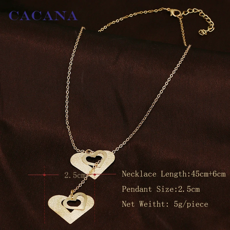 CACANA Necklace Fashion Concentric Heart Pendant Necklace 2 Colors Women Chokers Necklace Wholesale Jewelry Bijouterie N15