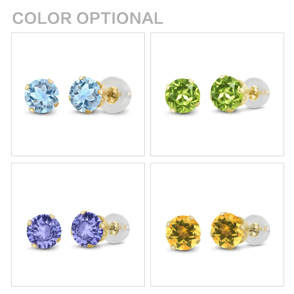 GemStoneKing Настоящее 14 K желтого золота ювелирные изделия 1 44 Ct 5 мм круглый синий