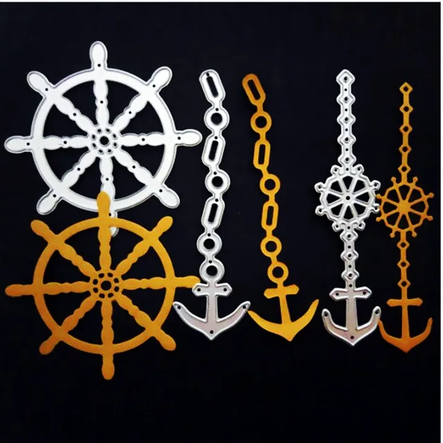 

3pcs/set Sea Anchor Metal Cutting Dies Rudder Scrapbooking Stencils DIY Album Cards Decoration Embossing Folder Die Cuts Tools