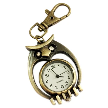 

Night Owl Quartz Pocket Watches Key Chain Women Children Pendant Long Necklace Watch
