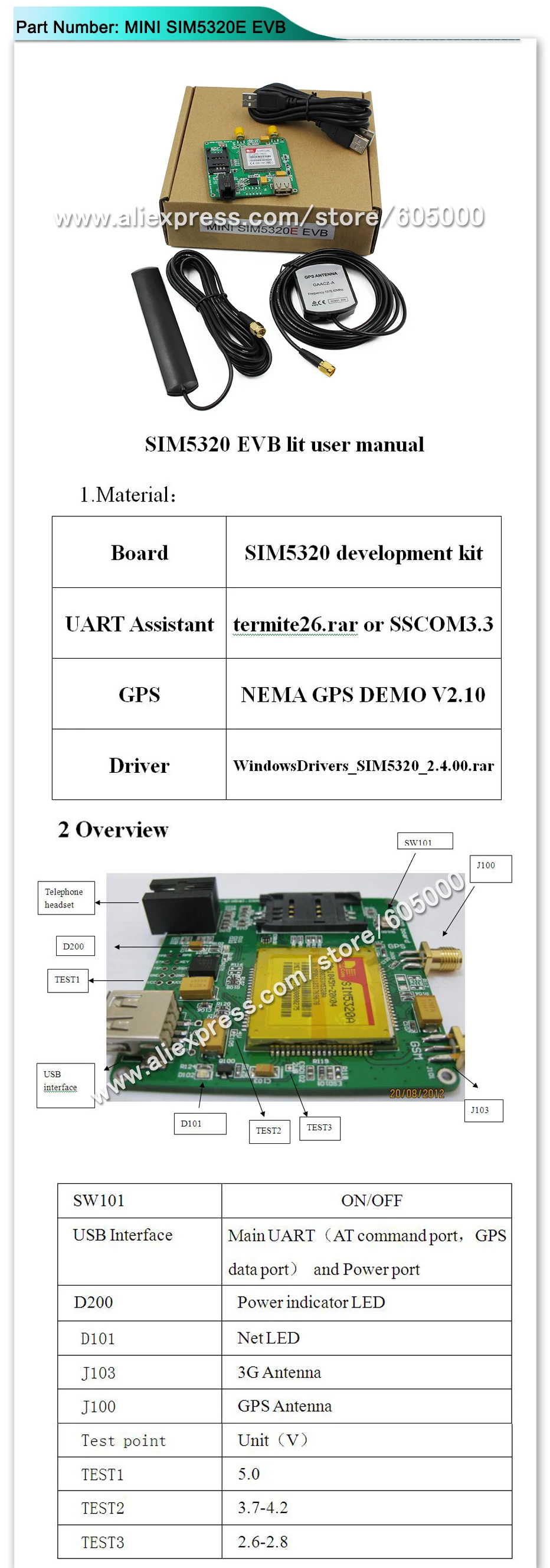 AND MINI SIM5320E EVB-1