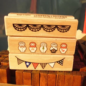 

20pcs - Banner ,Lace ,Russian Doll 3 Classic Style Border Wooden Decoration Stamp,Wood stamp
