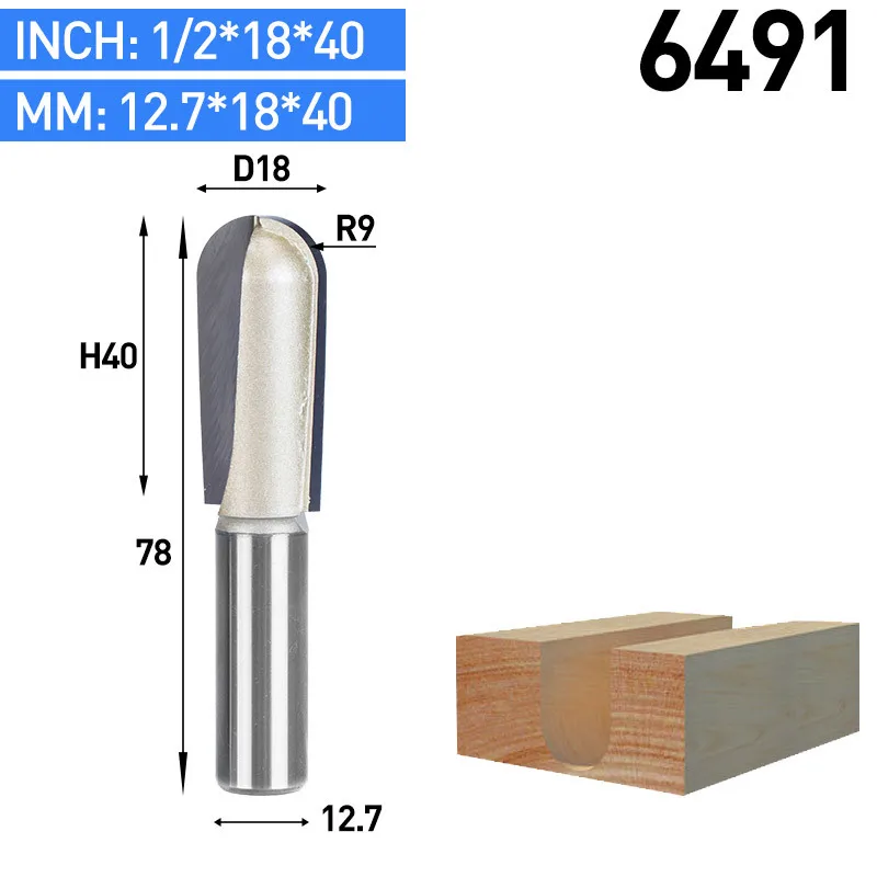 HUHAO 1 шт. 1/" хвостовик круглый нос фрезы коробка деревообрабатывающий Резак карбида вольфрама фрезы для дерева Концевая мельница - Длина режущей кромки: 6491