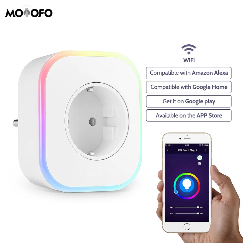 Smart Socket Wireless APP &amp Voice Control RGB Color Adjustable Brightness Compatible with Amazon Alexa / Google Home | Электроника