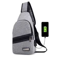 Для мужчин груди пакет зарядка через usb Crossbody сумки один плечевой ремень обратно сумка для Для мужчин посланник груди мешок Повседневное мужской Travel Pack