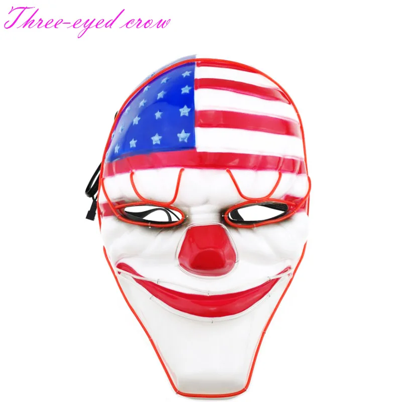 

10pcs/Lot EL Wire Mask Light Up Neon Skull LED Mask For Halloween Party And Concert Scary Party Theme Cosplay Payday Series Mask