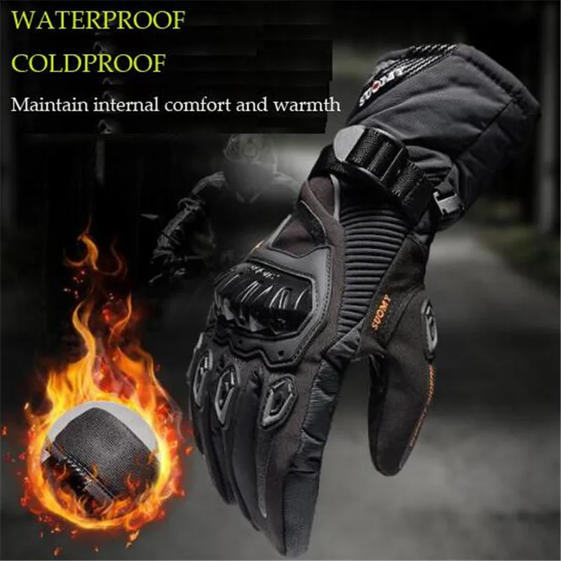 Guantes de Moto SUOMY para hombre 100% impermeables a prueba de viento invierno Moto Guantes pantalla táctil Gant Moto Guantes
