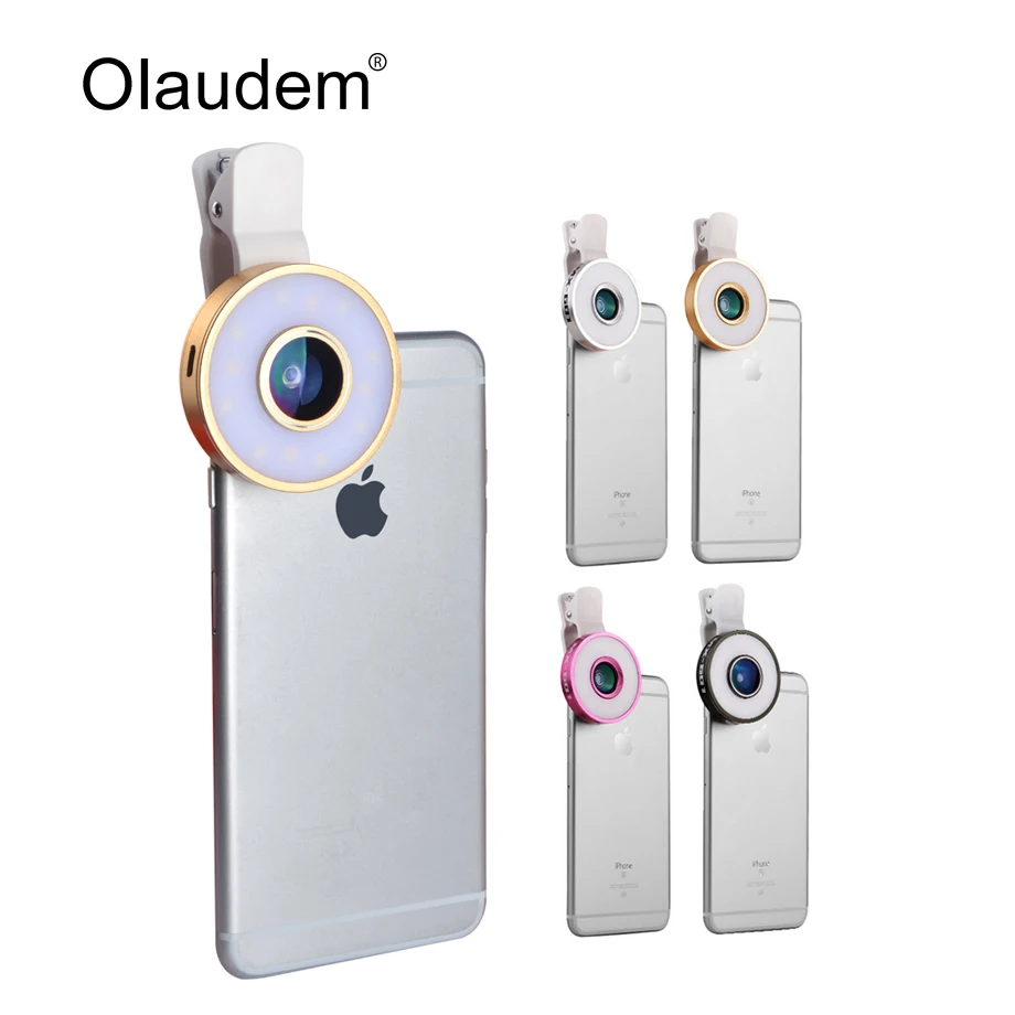 LED Selfie Light Fill in light +0.65X Wide Angle Lens