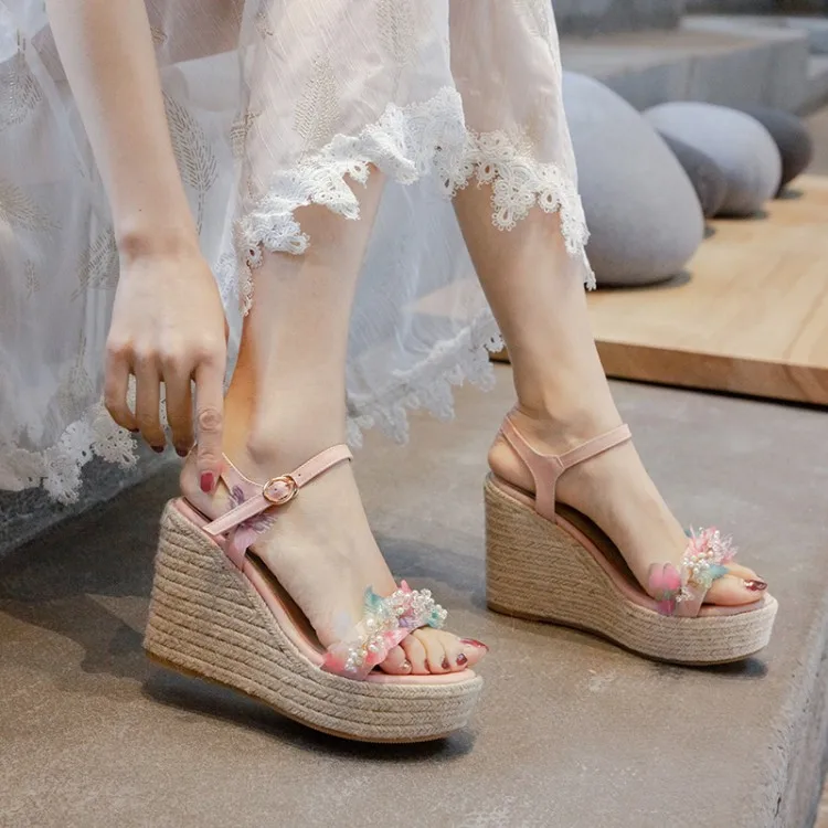 

Summer shoes woman Platform Sandals Women Genuine Leather Casual Open Toe Gladiator wedges Women Shoes High heels