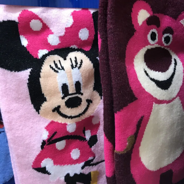 Короткие женские Носки с рисунком Диснея, одинаковые с Микки, Дональд Дак, розовая пудра, медведь, всесезонные хлопковые носки