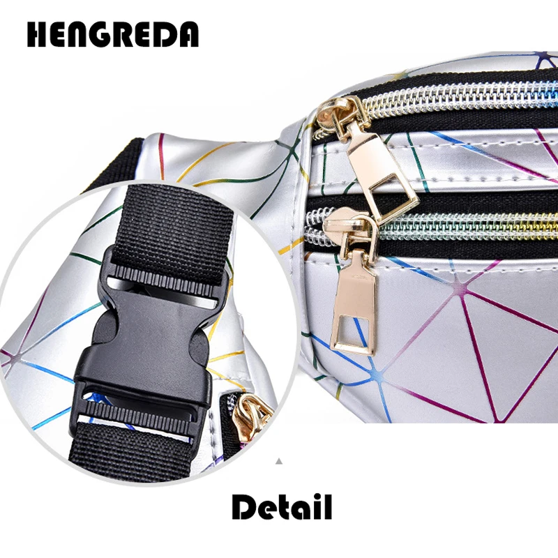 Женская голографическая поясная сумка, лазерная поясная сумка, модная дорожная блестящая поясная сумка, вечерние сумочки с металлическим ремешком Hengreda Rave