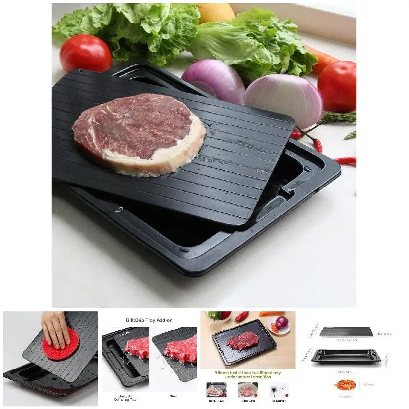 Fast Defrosting Tray with Cleaner Frozen Meat Defrost Food Thawing Plate Board Kitchen Tool MYDING Fast Defrosting Tray with Cleaner Frozen Meat Defrost Food Thawing Plate Board Kitchen Tool MYDING