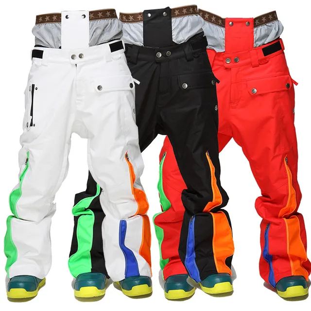 US $98.45 Winte Male Ski Pants Thicken Warm Snowboard Pants Ski Trousers with Belt Outdoor Sports Trousers Wa
