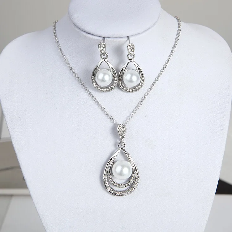 Pearl drop necklace earrings set (10)