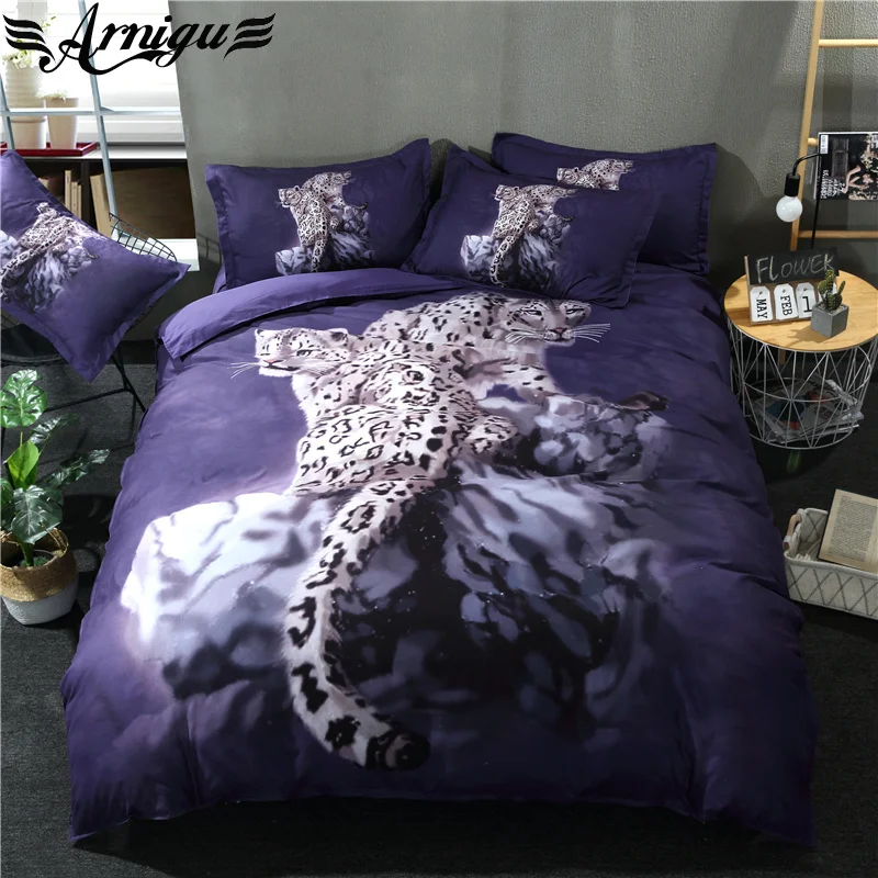 Arnigu Cheetah Print 3d Bedclothes 4pc Polyester Bed Sheet Pillow