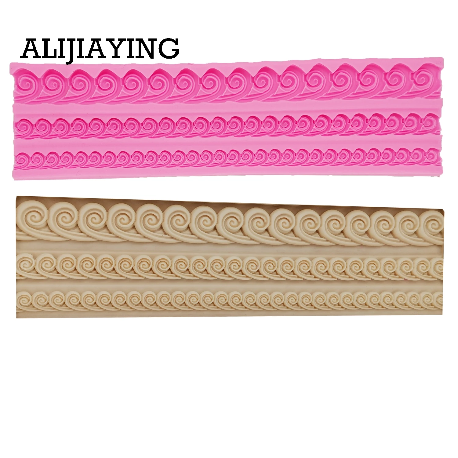 

M1301 Strip lace Wave pattern Sea water spray Border Embosser Mold cake decoration tool Silicone Fondant Sugar Craft Molds