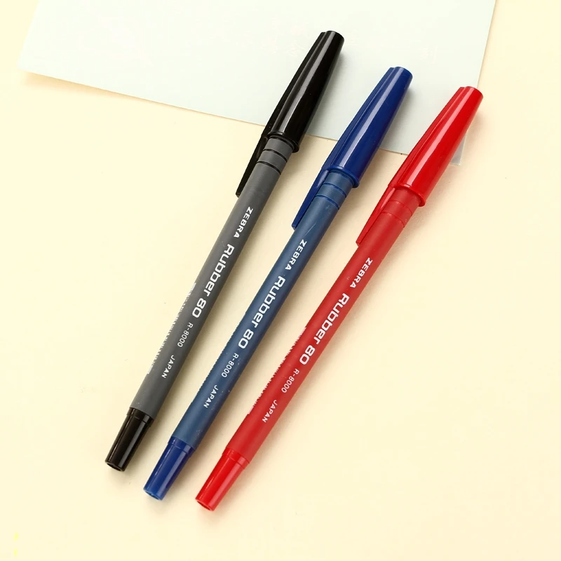 

6 pcs Japan Zebra super smooth large capacity 0.7mm ballpoint pens R-8000 high quality comfy grip rubber barrel writing supplies
