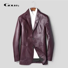 Gours, Зимние Куртки из натуральной кожи для мужчин, модный бренд, кожаный костюм, блейзеры, черные куртки из овчины, Новое поступление, 4XL, HSM1705