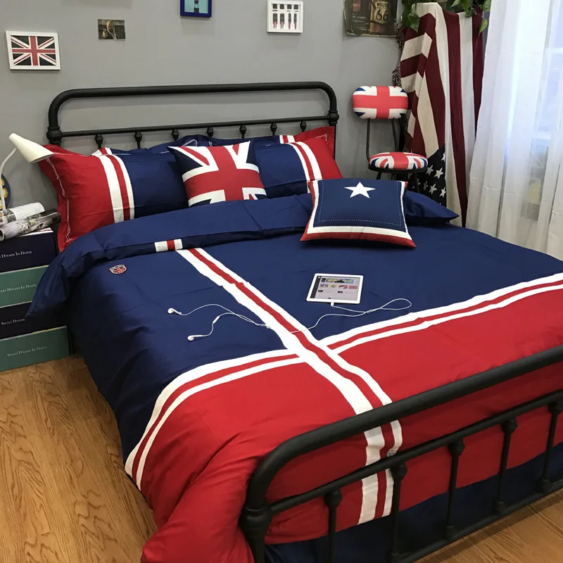 Fashion Flag 100 Cotton Bedding Sets European British Style Comforter