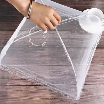 

1pc Kitchen Folded Mesh Food Cover Anti Fly Mosquito Umbrella Hygiene Grid Style Food Dish Cover BBQ Picnic Kitchenware