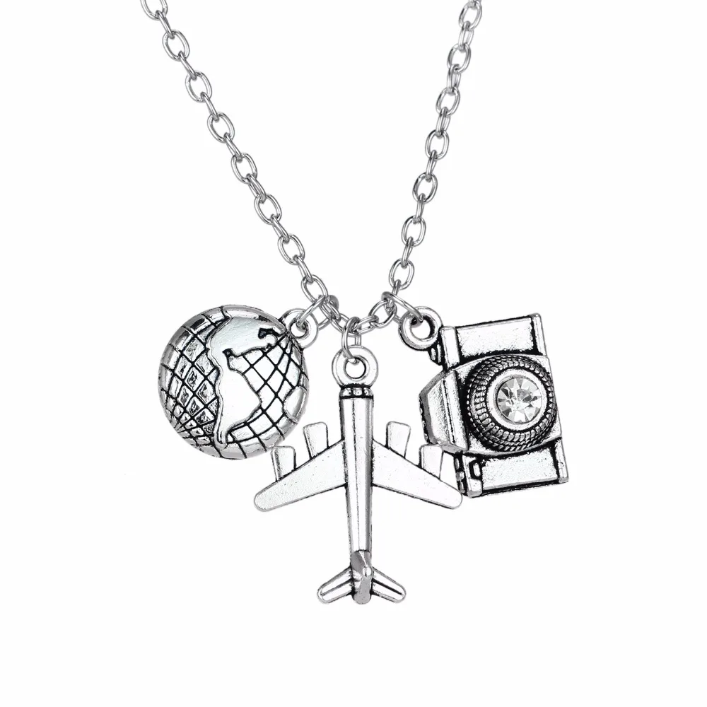 Trendy Camera Airplane Globe Earth Pendant Love Travel