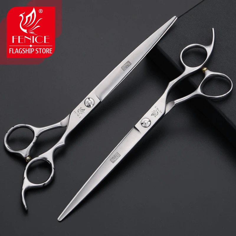 Fenice 7.5 inch Professional Premium Sharp Edge Dog Pet Grooming Scissors Cutting shears kits with Non-slip handle