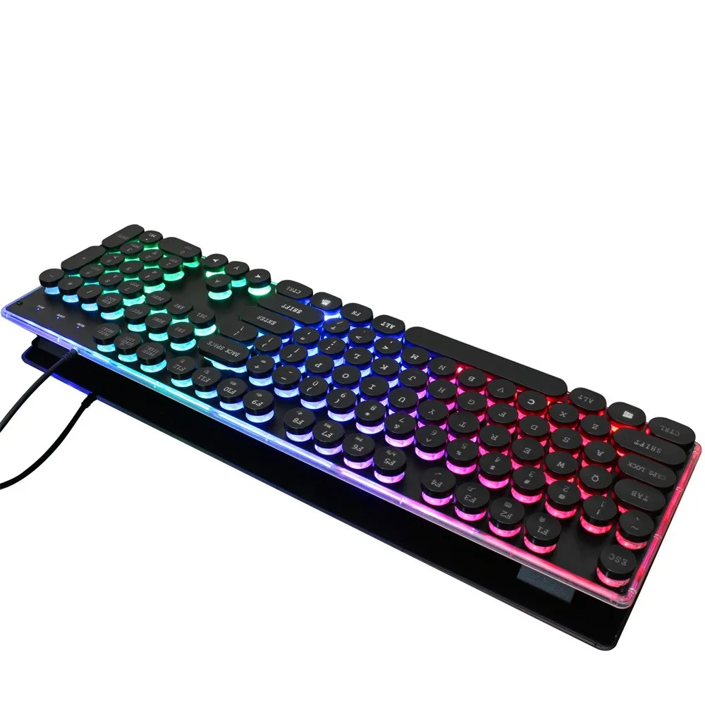 104 клавиши игровая клавиатура с подсветкой Pro Игровая USB Gamer мультимедиа цветной