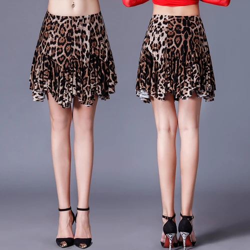 Женские юбки для латинских танцев, сексуальная леопардовая юбка, женская одежда для бальных танцев, женская одежда для сальсы, самбы, румбы - Цвет: Leopard