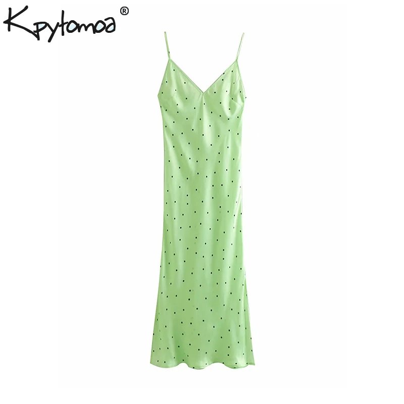 Vintage Chic Polka Dot Strap Midi Dress Women 2020 Fashion Sleeveless Backless Side Slit Ladies Dresses Casual Femme Vestidos Vintage Chic Polka Dot Strap Midi Dress Women 2020 Fashion Sleeveless Backless Side Slit Ladies Dresses Casual Femme Vestidos