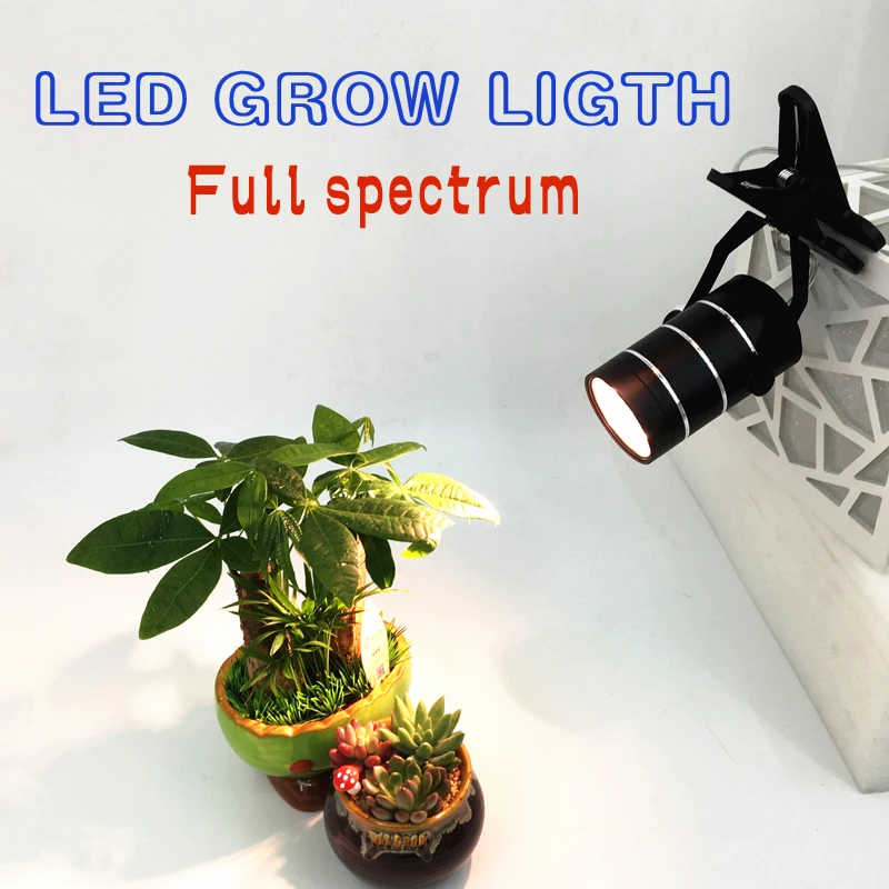 7W LED Full spectrum Plant Grow Light with Clip, 360 Degree Adjustable