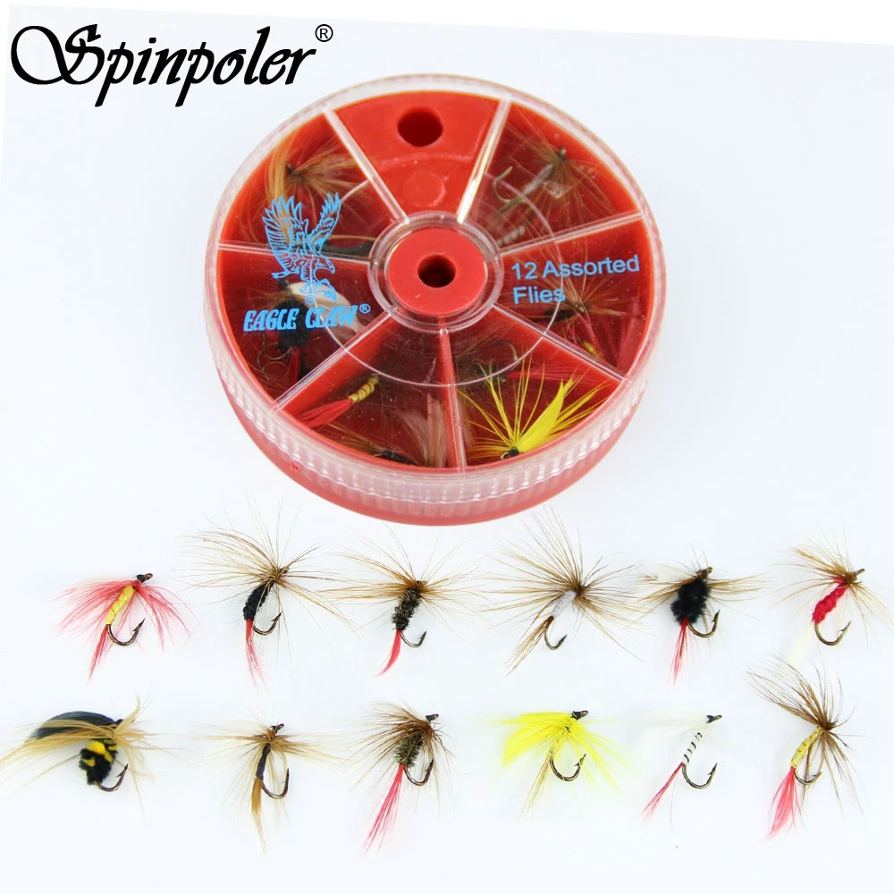 Spinpoler 12pcs Fly Fishing Lure Flies Hook With Box Fly Fishing Wet