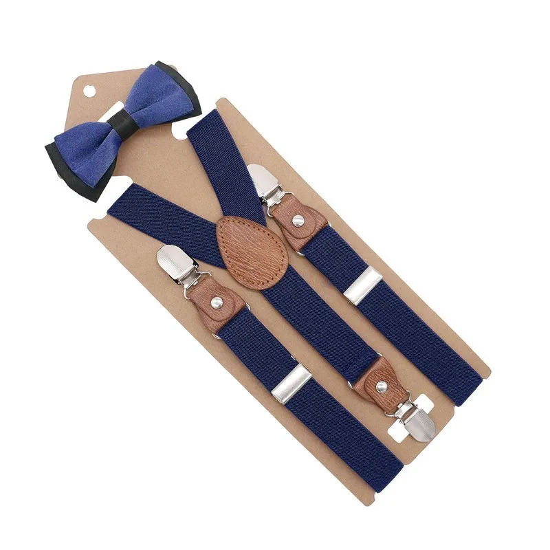 Новая мода Мальчики Девочки Дети Регулируемый эластичный Y-back подтяжки галстук бабочка комплект Бабочка галстук свадебное кольцо медведь - Цвет: 1