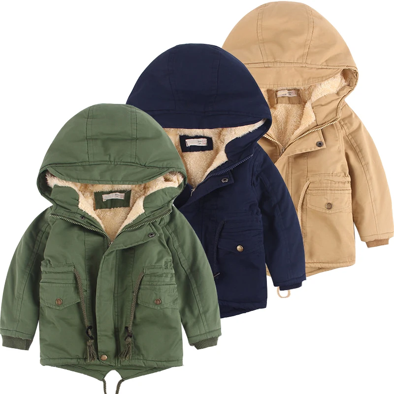

New Kids Winter Jacket For Boys Coat Plus Velvet Girls Jackets And Coats Cotton Thick Warm Parka Hooded Children Outerwear Coat
