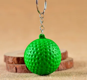 

FREE SHIPPING BY DHL 100pcs/lot Soft Pu Mini Golf Ball Shaped Keychains Foam Keyrings for Sports Gifts