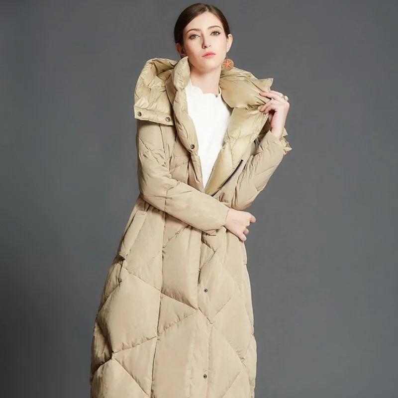 Winter Warm Plus Long Down Coat Women Stand Collar Hooded Detachable Covered Button Puffer Duck Down Jacket Female Outerwear New Winter Warm Plus Long Down Coat Women Stand Collar Hooded Detachable Covered Button Puffer Duck Down Jacket Female Outerwear New