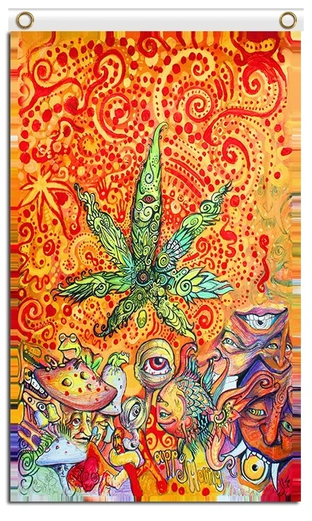 

Rasta reggae trippy grafiti huge bar hanging fabric flags 3x5ft