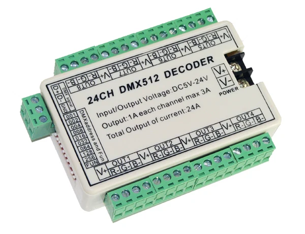 Лучшая цена 1 шт. 24CH dmx 512 led Декодер контроллер использовать для светодиодной