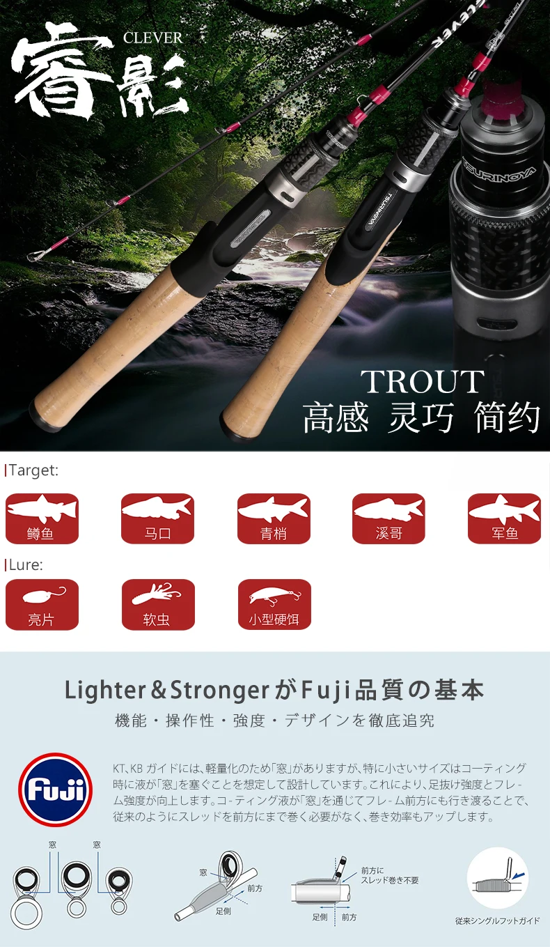 Vara de Pesca de Carbono Tsurinoya Inteligente 1.60 1.85 Acessórios Fuji Ultraleve Peso Haste Truta 1.19 m 1.57 2 Esporte e Lazer