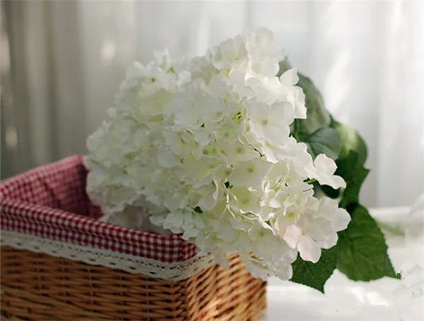 Цветок гортензии букет(7 глава/шт) 50 см Искусственный гортензии Буш Пластиковые цветы для Свадебная вечеринка цветочный Decoraitons - Цвет: cream