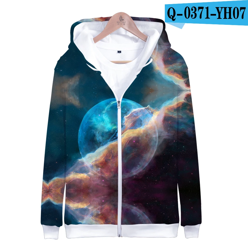 Aikooki Space Galaxy Zipper Hoodies Men/Women Sweatshirt Hoody Stars Of Space Galaxy Hooded Boy/Girls Autumn Winter Polluver Top - Цвет: as picture