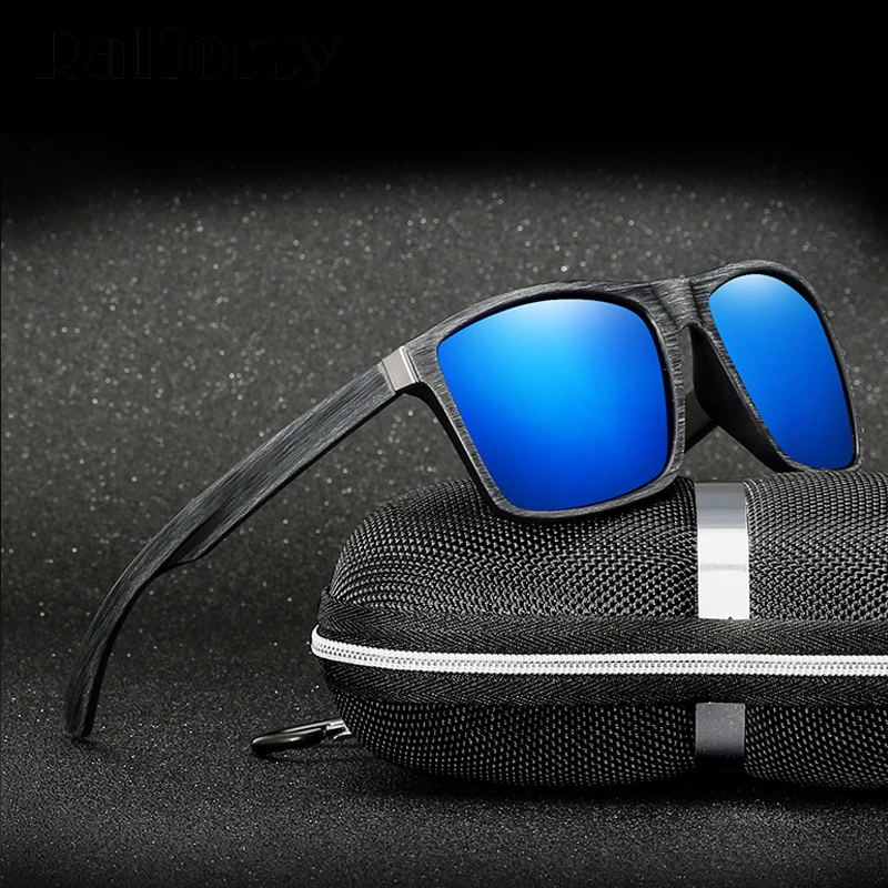 Ralferty HD поляризованные солнцезащитные очки для мужчин, для вождения, рыбалки, спортивные очки, UV400, Ретро стиль, квадратные солнцезащитные очки для мужчин, имитация дерева K1046