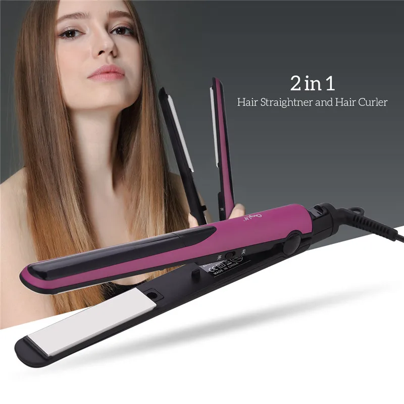 

2 in 1 Hair Straightener and Curler Professional Ceramic Flat Iron Constant Temperature Fast Heat Hair Curling Styling Tools 35