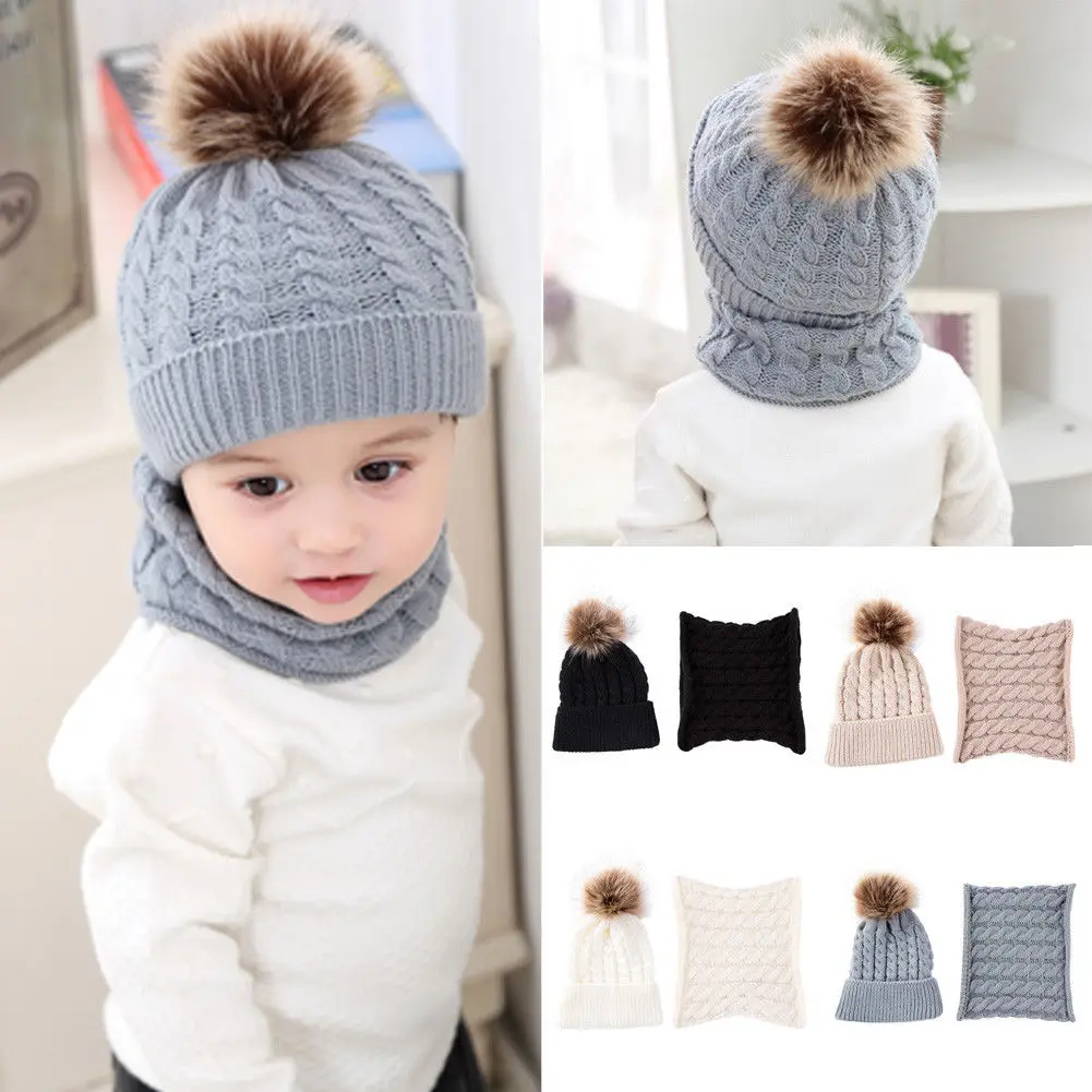 

Emmababy 2Pcs Cute Kid Girl&Boy Baby Infant Winter Warm Crochet Knitted Hat Beanie Cap+Scarf Kids Accessories One Size 0-3T